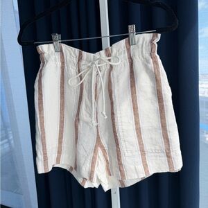 Rails Cream Striped High-Waist Drawstring Shorts